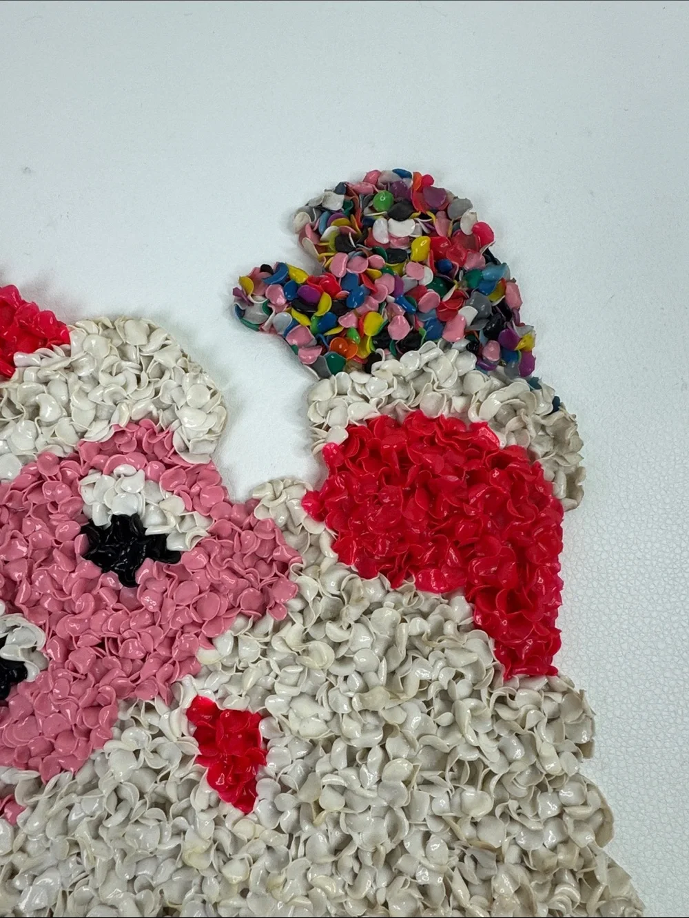 Vintage melted popcorn Santa Clause Wall Hanging Red White Black Christmas